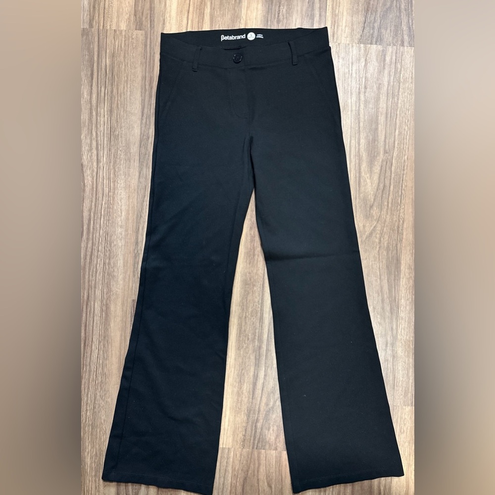 Betabrand Small Petite Classic Dressy Yoga Pants Flare Leg Smooth Black